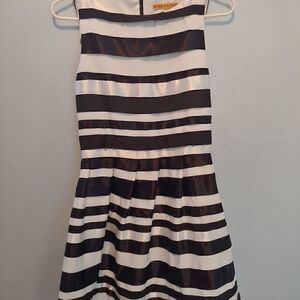 Alice + Olivia Black and White Striped Open Back Dress